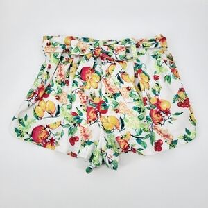 LC Lauren Conrad Citrus Floral High Rise Shorts Paperbag Waist Size XL